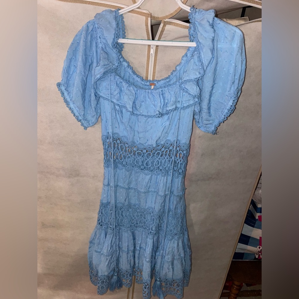 Free People Blue Flax Flower Midi Dress